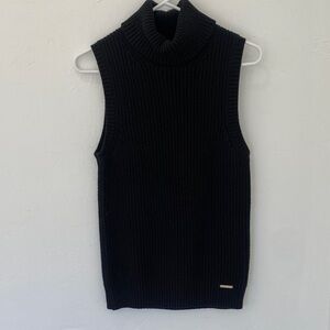 Michael Kors Black Sleeveless Turtleneck Sweater